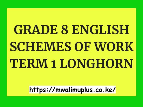 GRADE 8 ENGLISH SCHEMES OF WORK TERM 1 LONGHORN