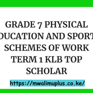 GRADE 7 PHYSICAL EDUCATION AND SPORTS SCHEMES OF WORK TERM 1 KLB TOP SCHOLAR