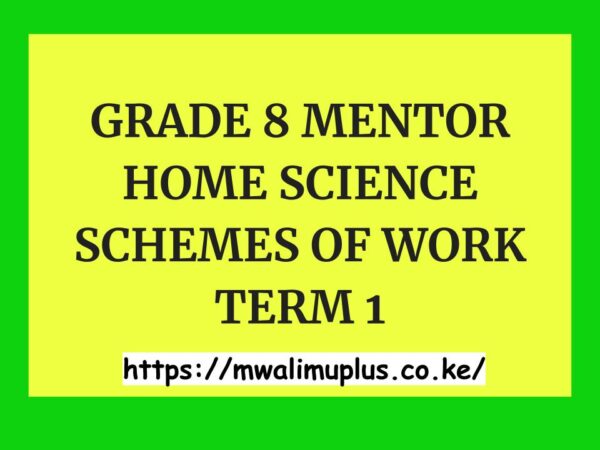 GRADE 8 MENTOR HOME SCIENCE SCHEMES OF WORK TERM 1