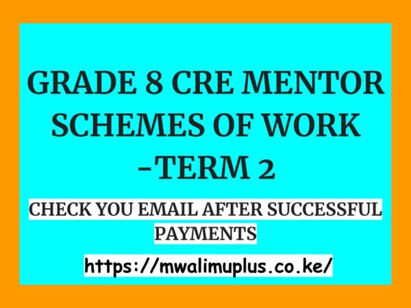 GRADE 8 CRE MENTOR SCHEMES OF WORK -TERM 2