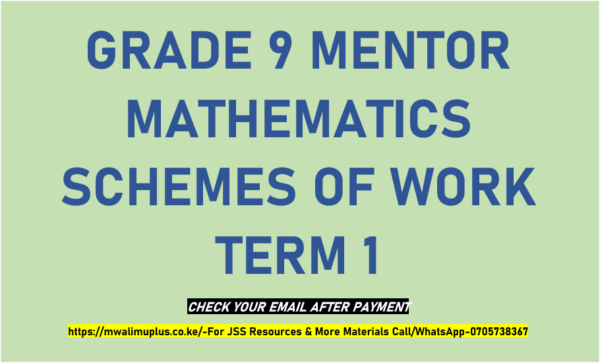 GRADE 9 MENTOR MATHEMATICS SCHEMES OF WORK TERM 1