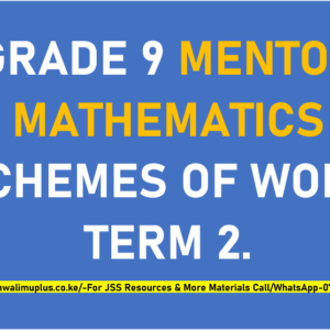GRADE 9 MENTOR MATHEMATICS SCHEMES OF WORK TERM 2.